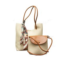 HANDBAG 5807. 2IN1 WHITE AND BROWN COLOR QUALITY 100%